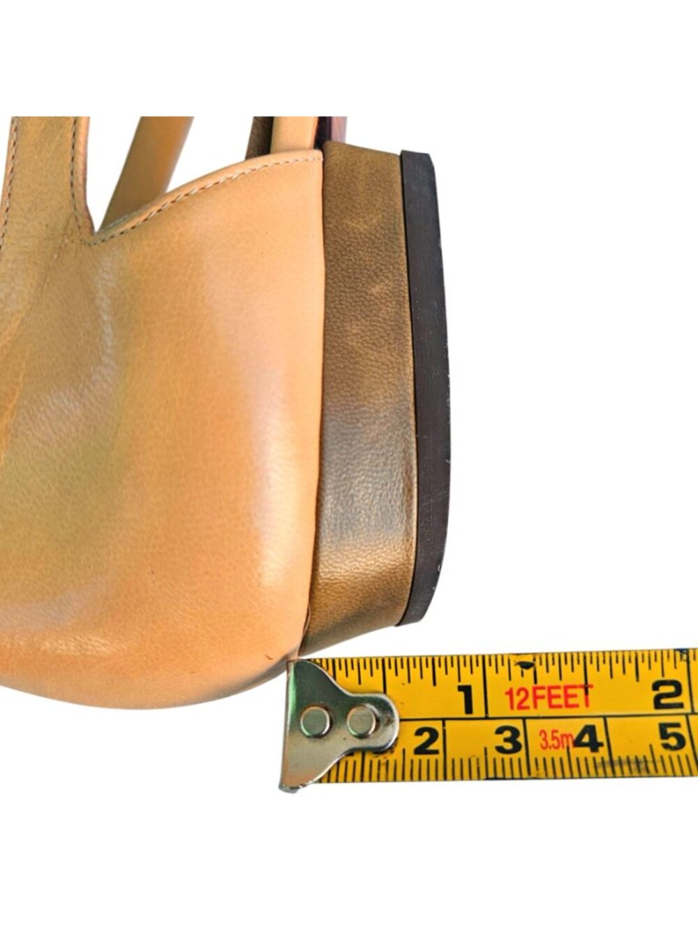 Vintage Calvin Klein Flats Italy Leather Cap Toe Cutout Beige Orange Sz 5 - Picture 11 of 12